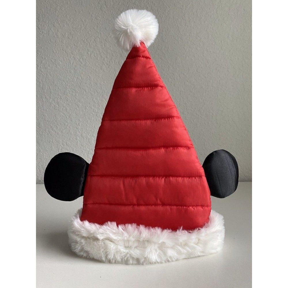 Disney Parks Christmas Holiday Mickey Mouse‎ Quilted Santa Hat Ears Adult NEW